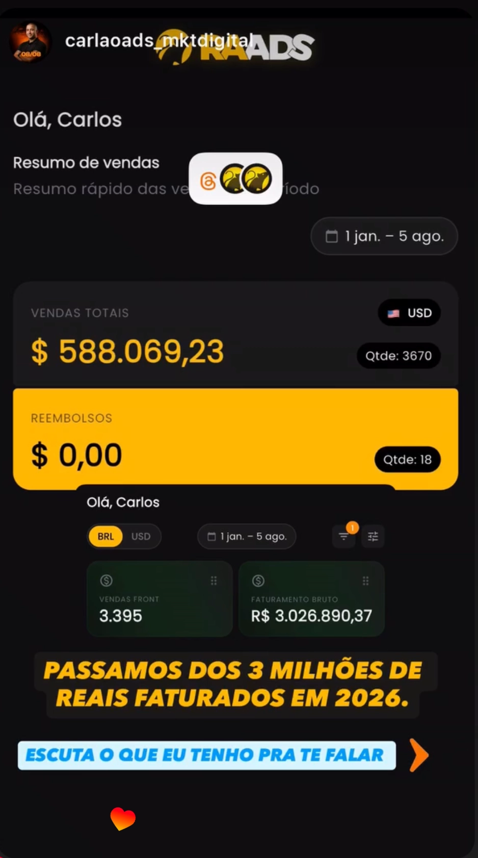 Cliente com mais de três milhões de reais faturados em 2026