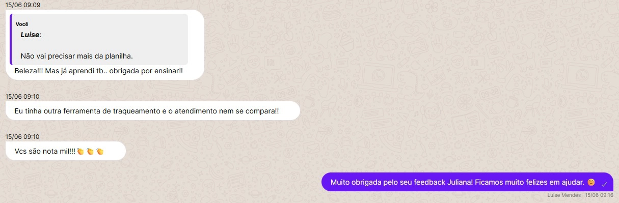 Cliente dá nota máxima ao atendimento