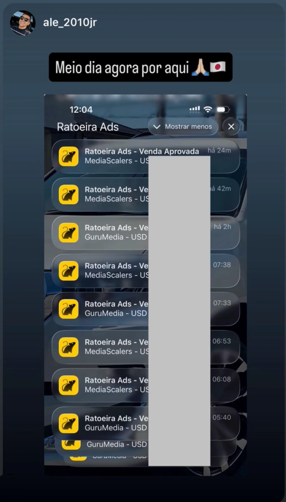 Vendas em dólar pela Ratoeira na MediaScalers e GuruMedia